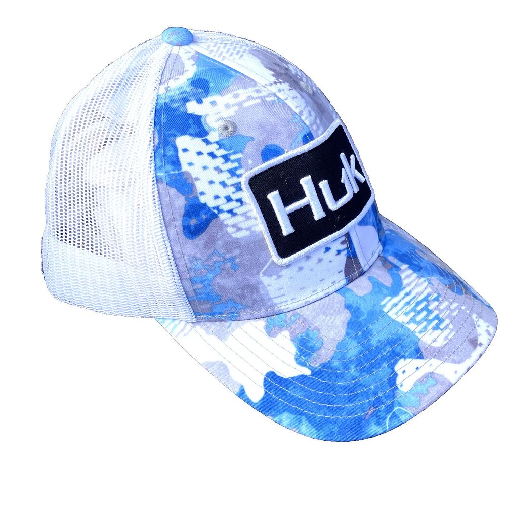 HUK Fishing Camo Trucker Cap NEW Refraction Mossy Oak Blue Yupoong The Classics